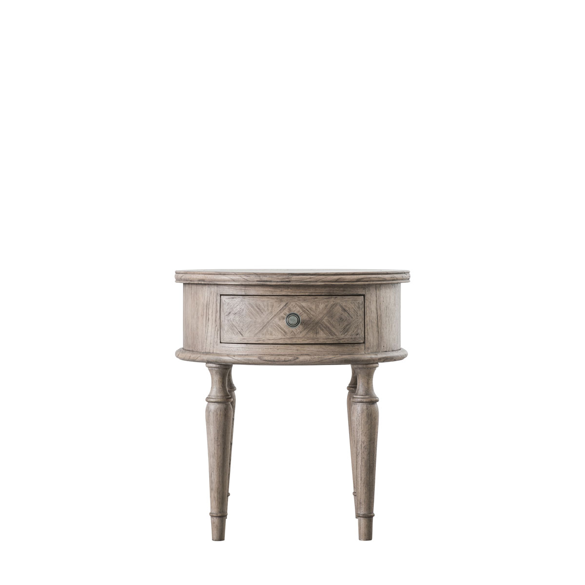 Mustique Round 1 Drawer Side Table 500x500x550mm