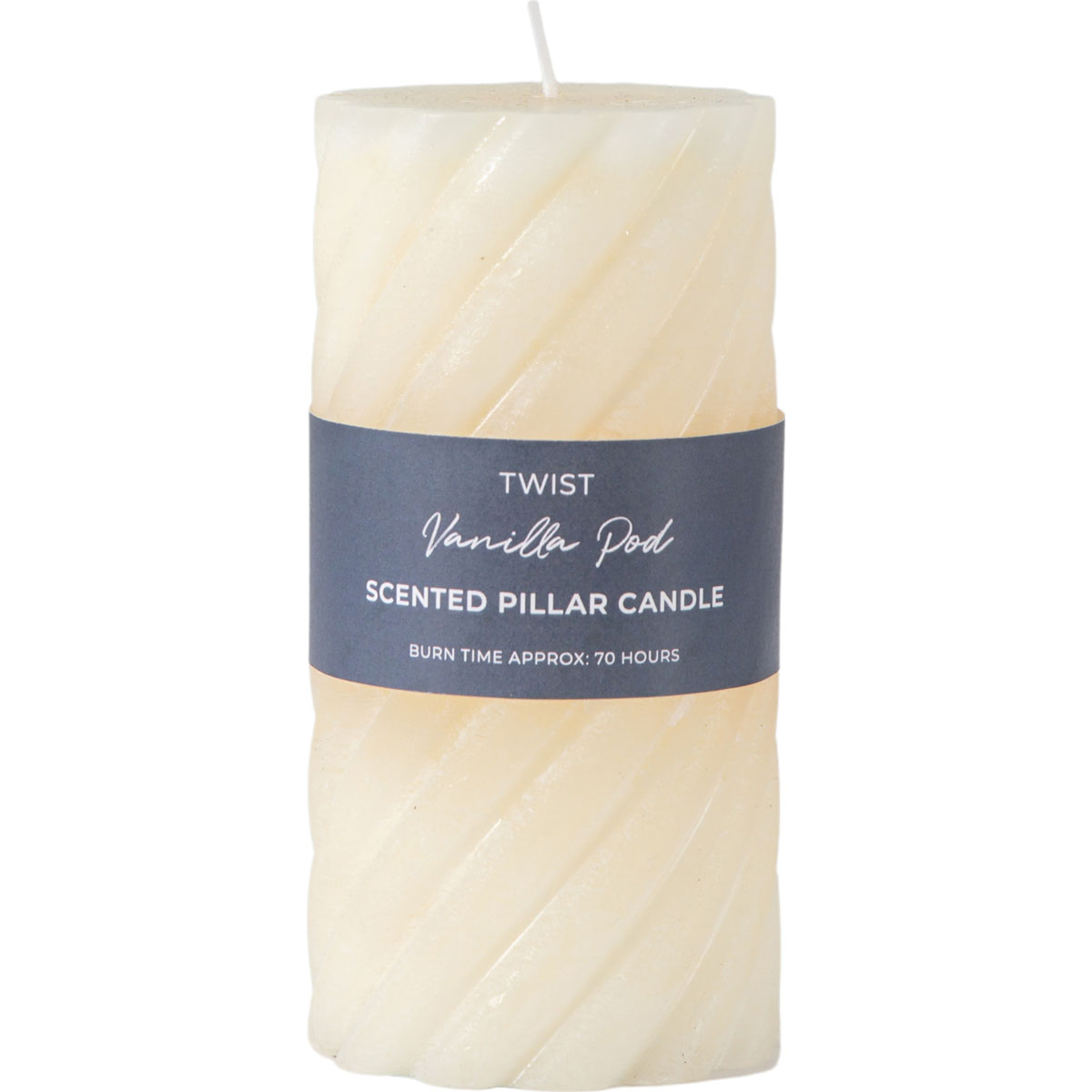 Vanilla Pillar Candle Twist Ivory (2pk) D75x150mm