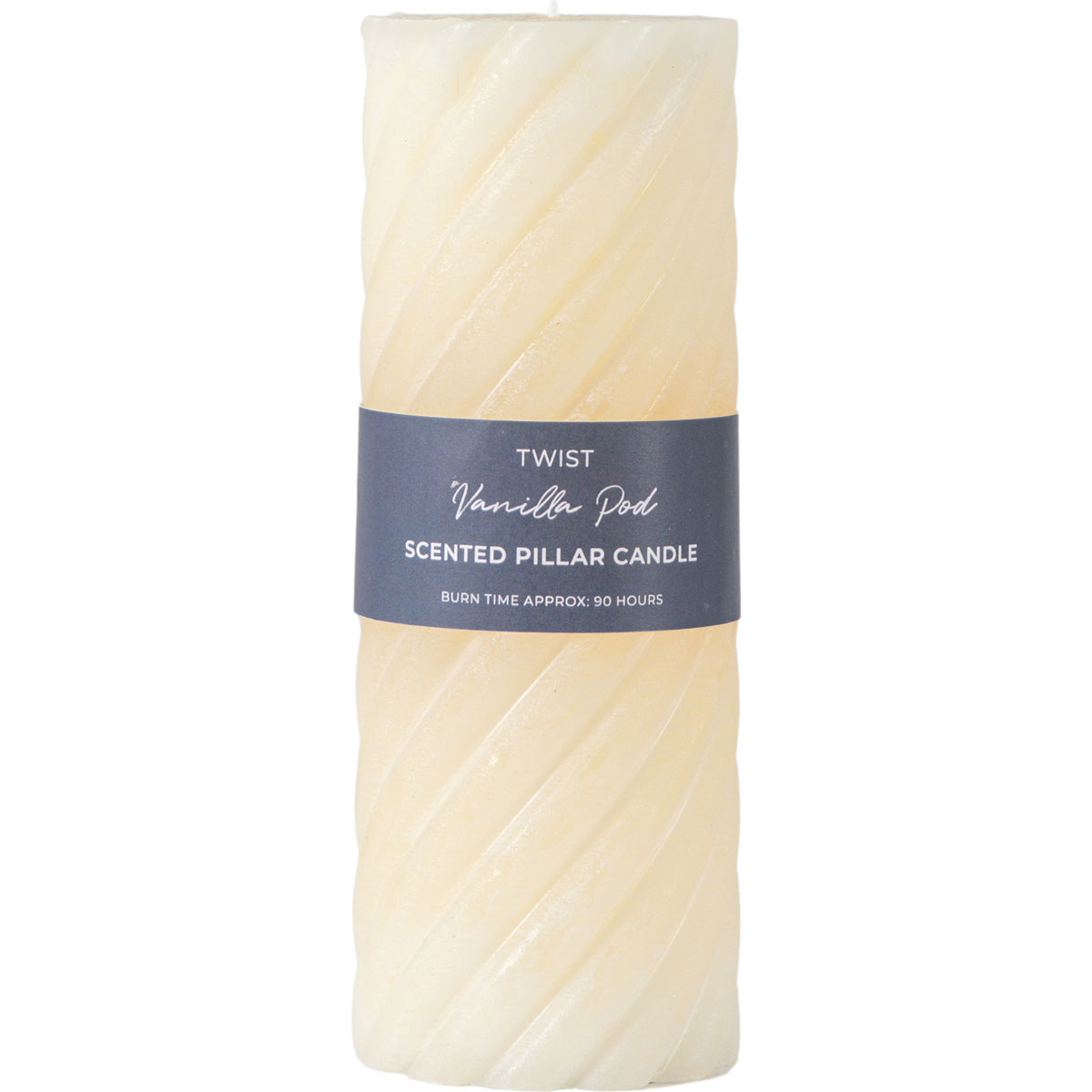 Vanilla Pillar Candle Twist Ivory (2pk) D75x200mm