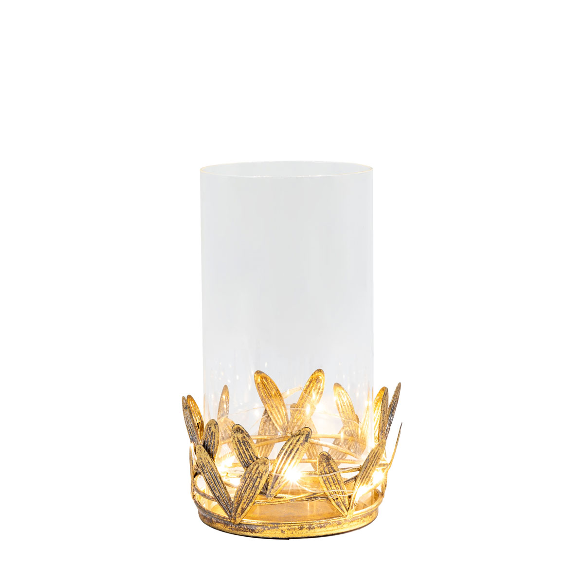Mistletoe Candle Holder with LED Gold D125x200mm