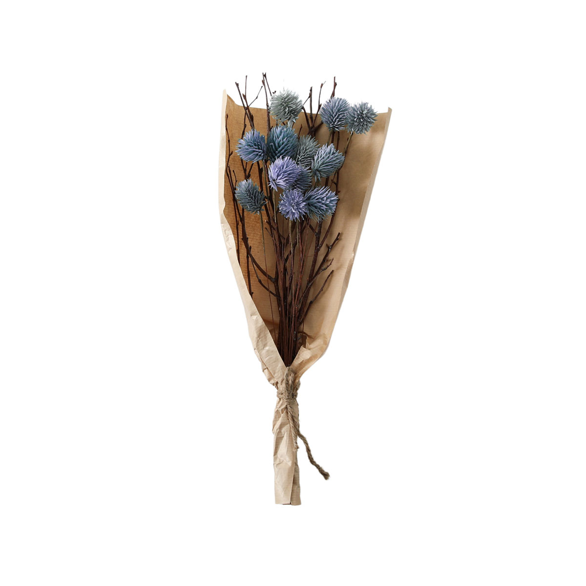 Dried Thistle Bundle in Paper Wrap Blue H460mm
