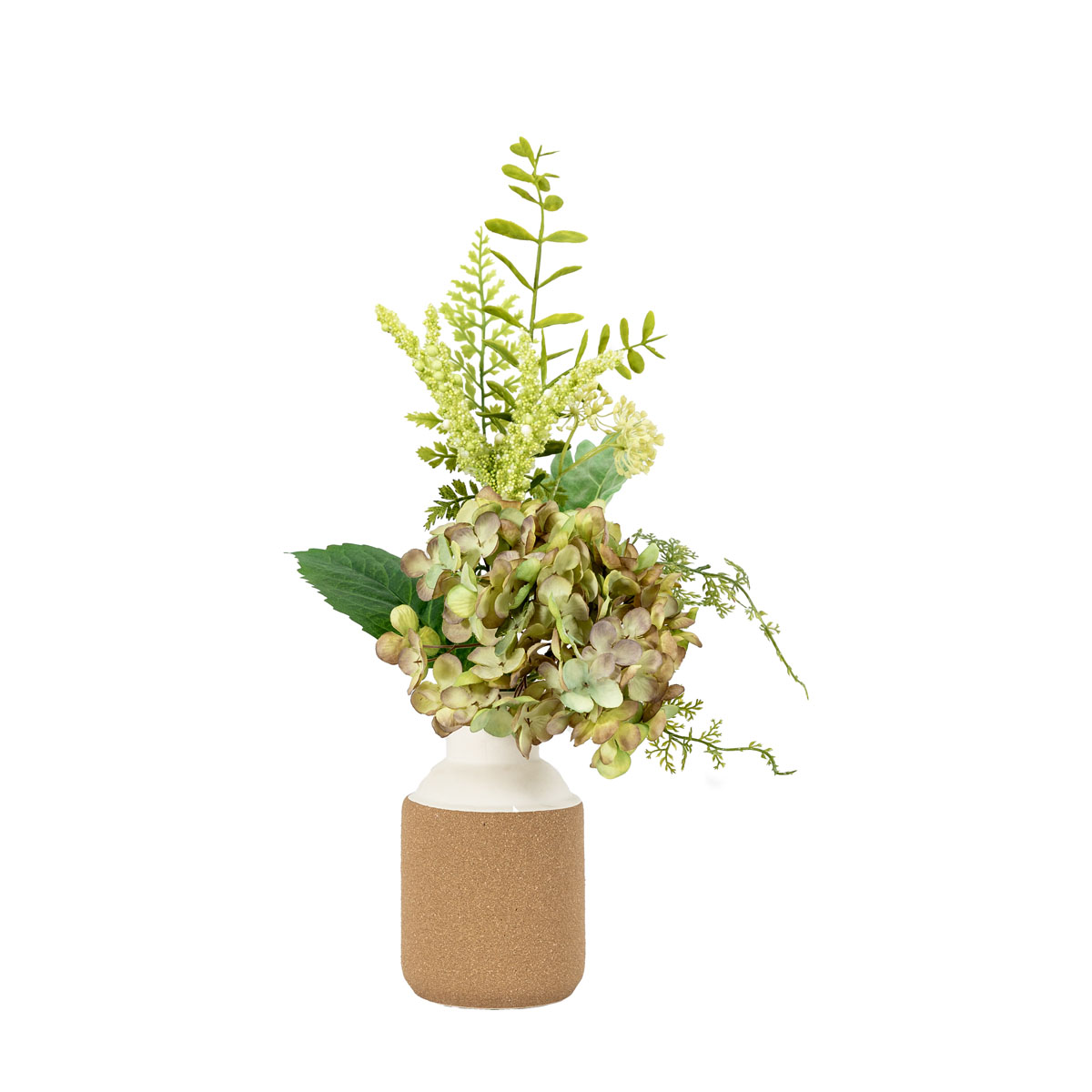Vase with Hydrangea Arrangemnt Green 250x180x430mm