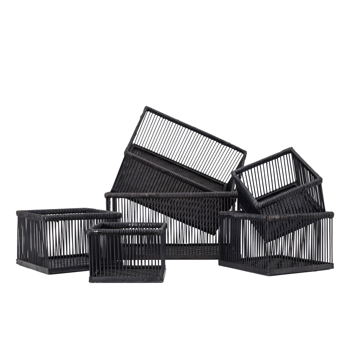 Timur Baskets Set of 6 Black 390x300x200mm