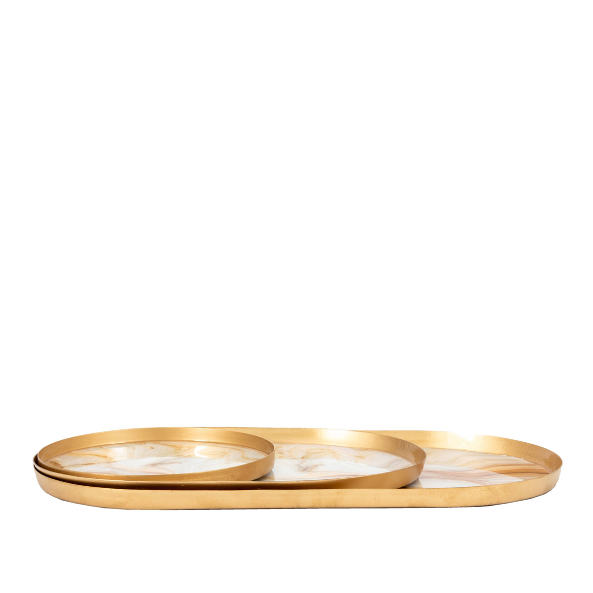 Sahara Round Marbled Tray (Set of 3) 405x210x15mm