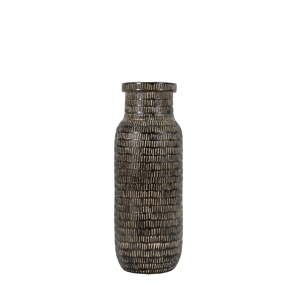 Sgraffito Vase Tall Black 130x130x360mm
