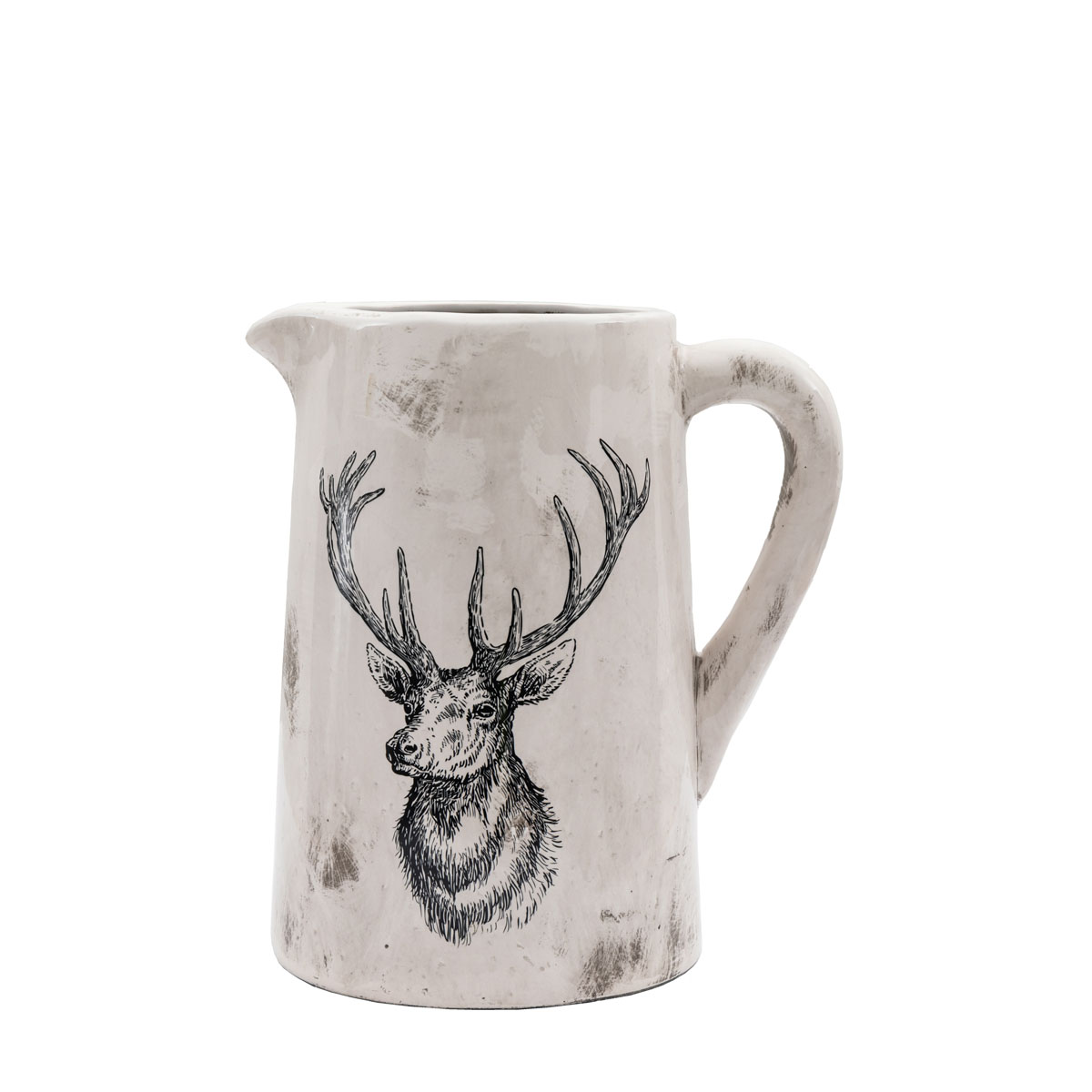 Stag Pitcher Vase Large Distressed 230x195x295mm