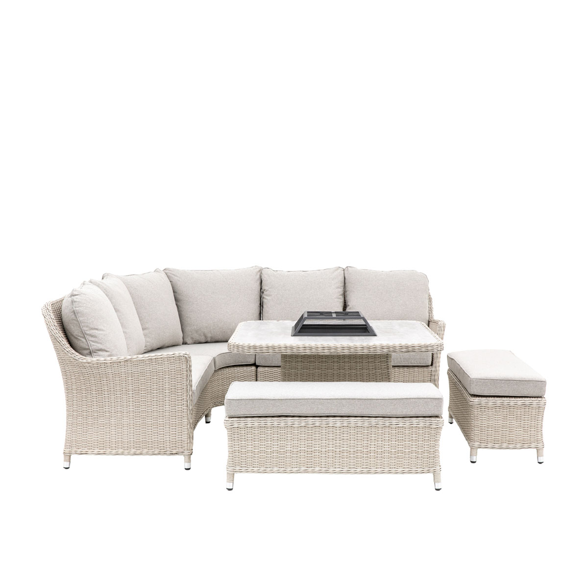 Holton Corner Square Dining Set with Fire Pit