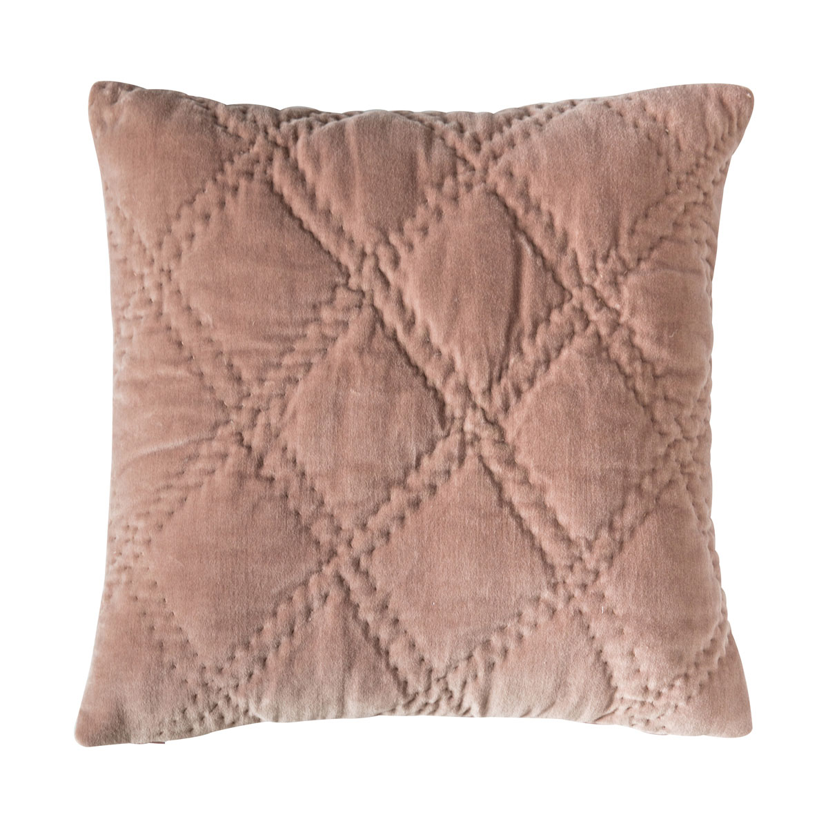 Quilted Cotton Velvet Cushion Blush 450x450mm