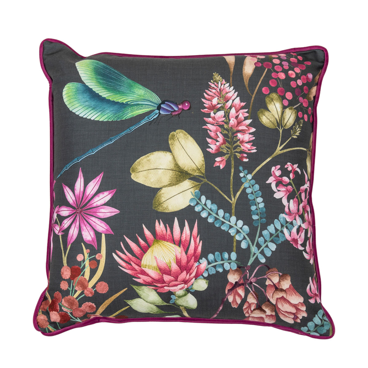 Heritage Dragonfly Scene Cushion Teal 550x550mm