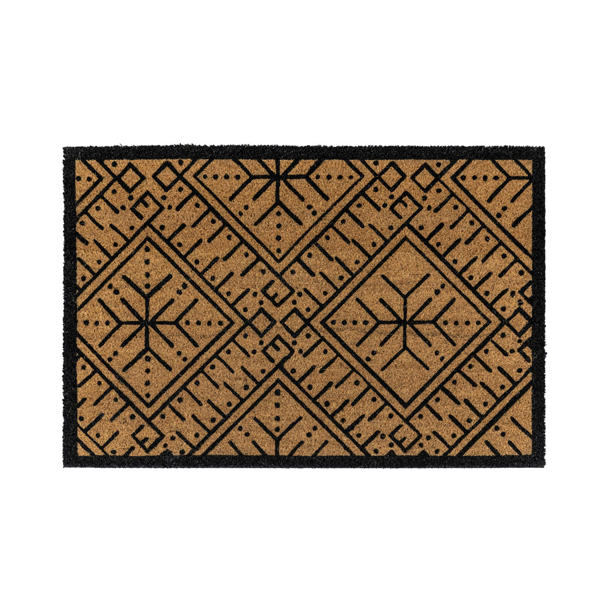 Ikat Black and Natural Coir Doormat 600x900mm
