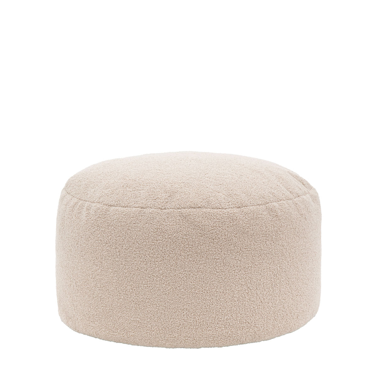 Boucle Cream Round Pouffe 60x60x30cm