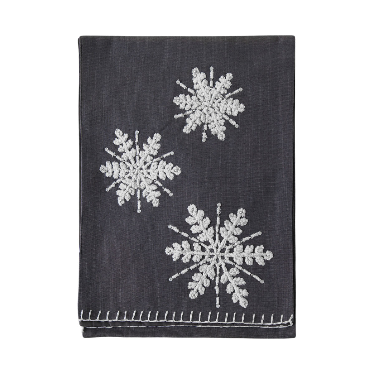 Emb Snowflakes Table Runner Charcoal 330x1800mm