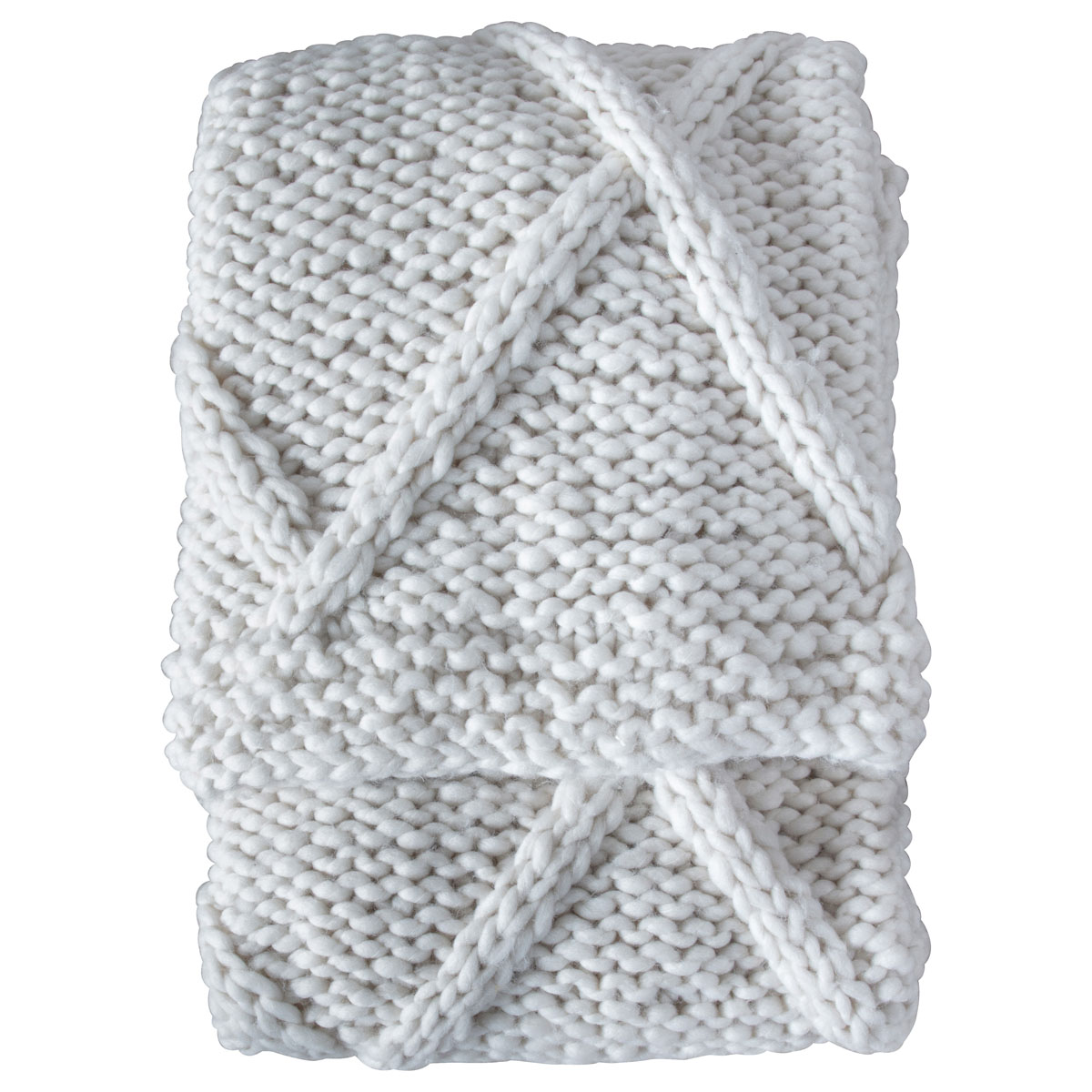 Cable Knit Diamond Throw Cream 1300x1700mm