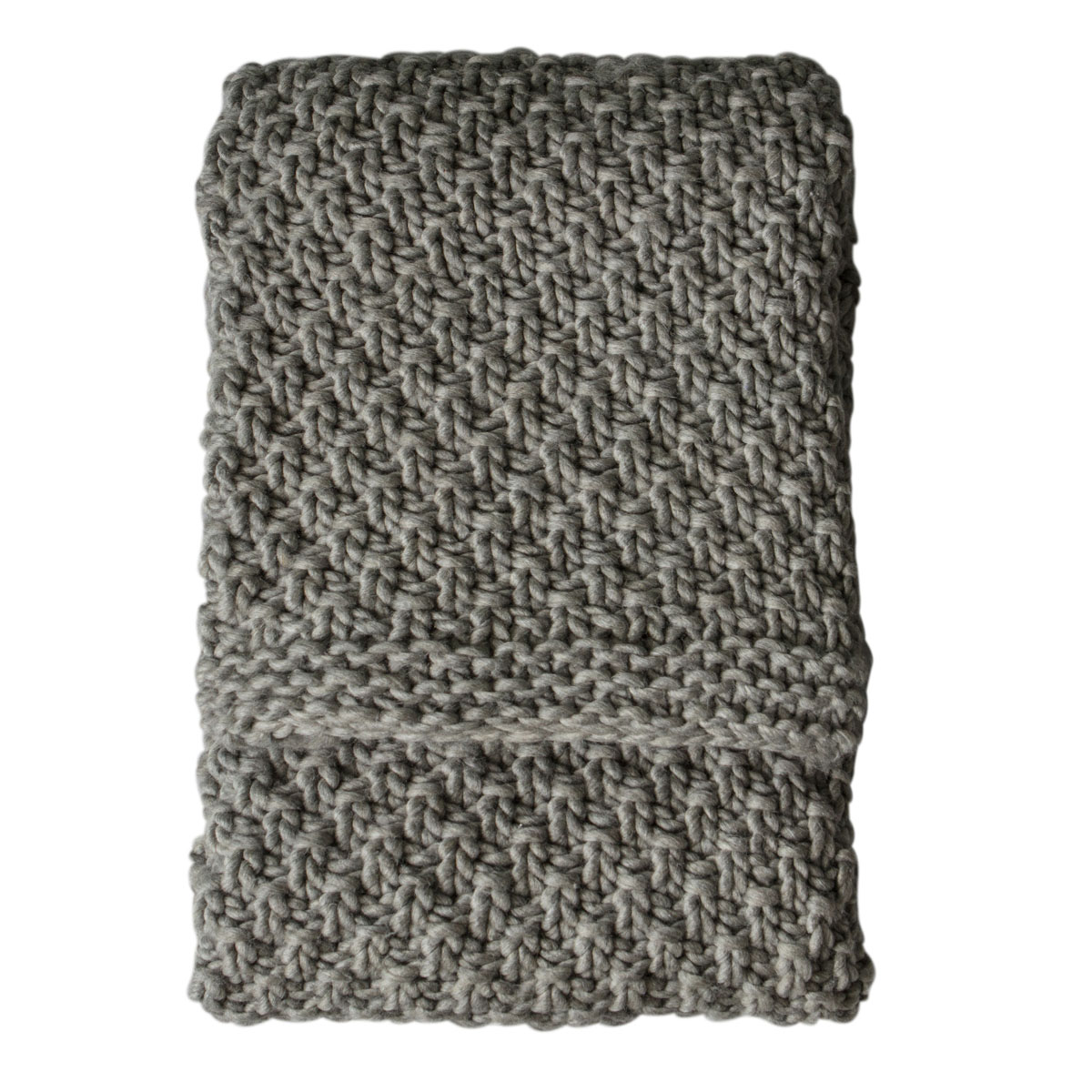 Moss Chunky Knitted Throw Grey 1300x1700mm