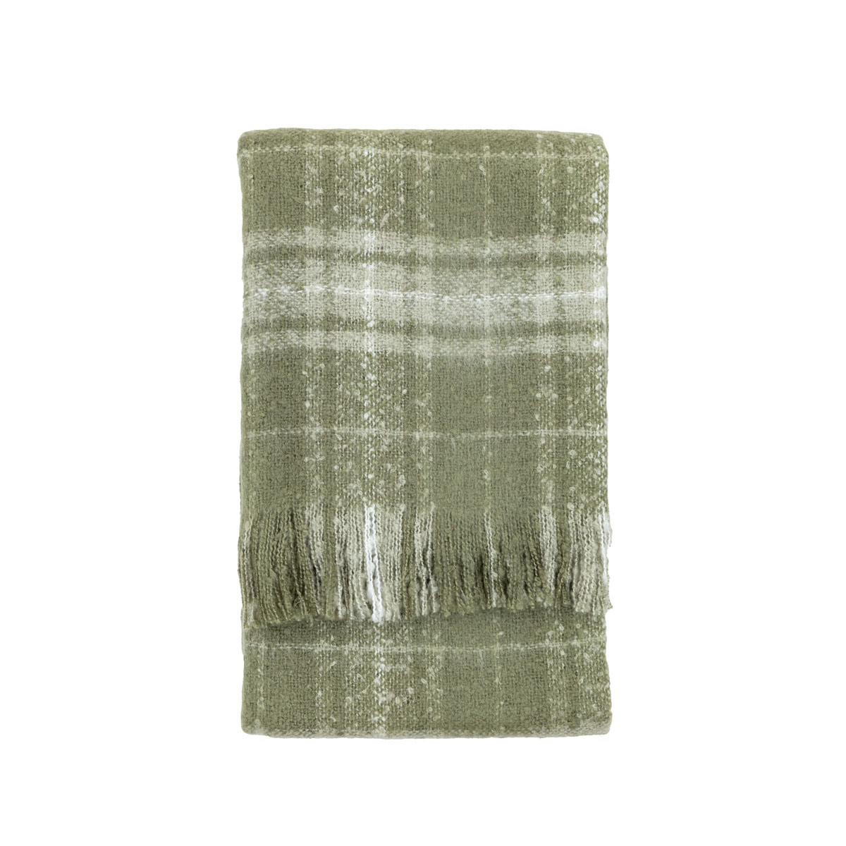 Check Faux Mohair Throw Olive 1300x1800mm