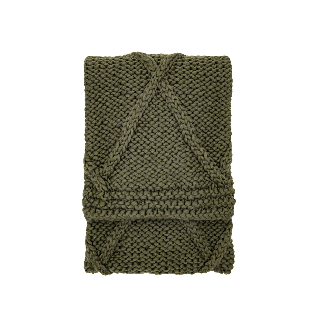 Cable Knit Diamond Throw Olive 1300x1700mm