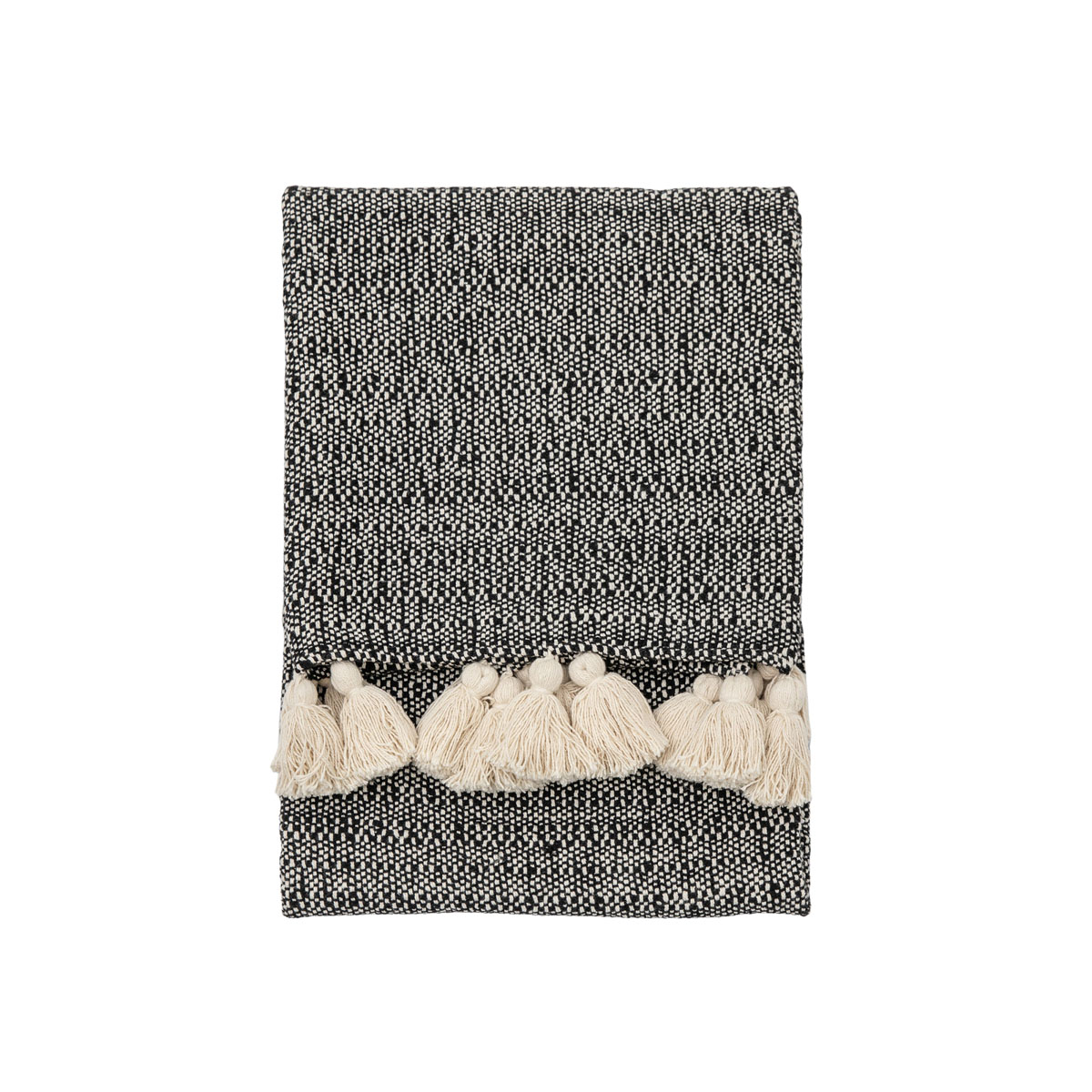 Woven Throw with Tassels Black 1300x1700mm